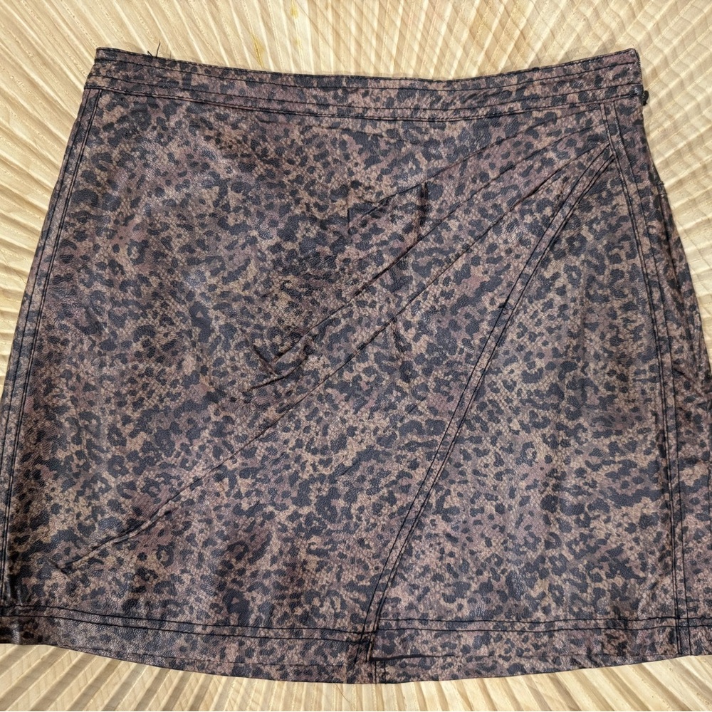 Free People Fake Out Leopard Print Faux Leather Skirt